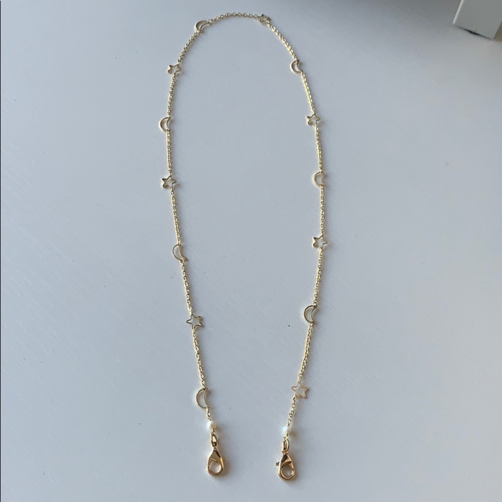 Gold stars and moon mask chain